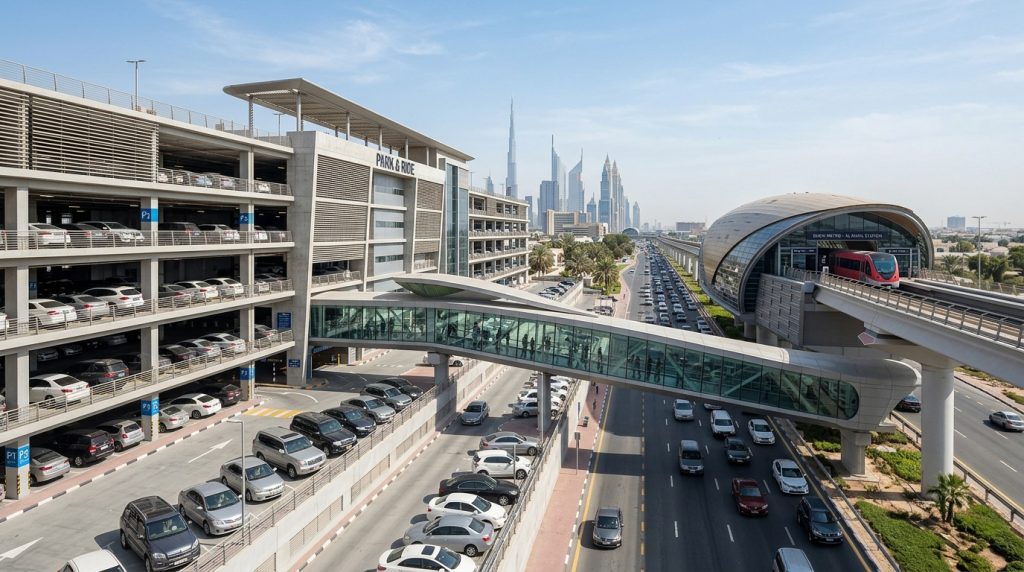 Multi-storey Park and Ride parking facility at Dubai Metro station