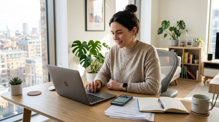 Tenant verifying an Ejari certificate on a laptop and phone