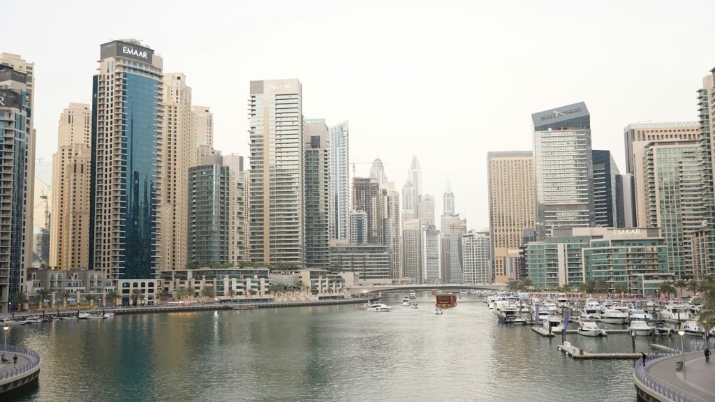 Residential towers along the Dubai Marina canal, a popular area for golden visa property buyers in Dubai