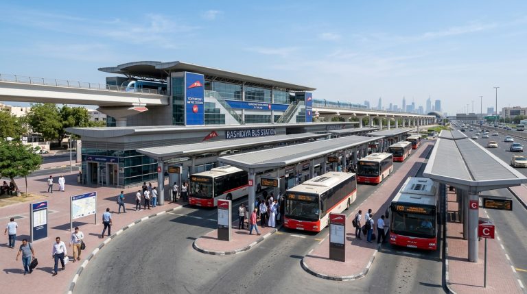 Rashidiya bus station terminal and Centrepoint metro interchange in Dubai